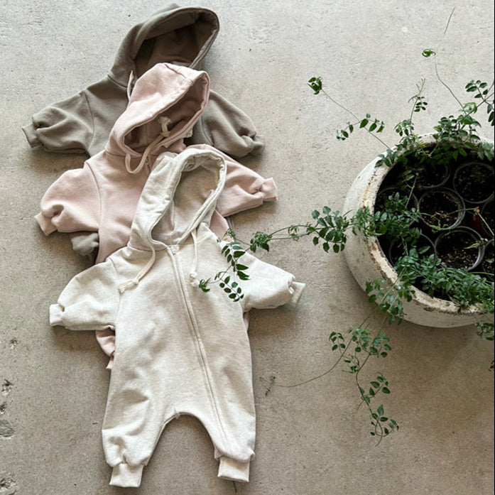 ナチュラルジッパーロンパース(3color)