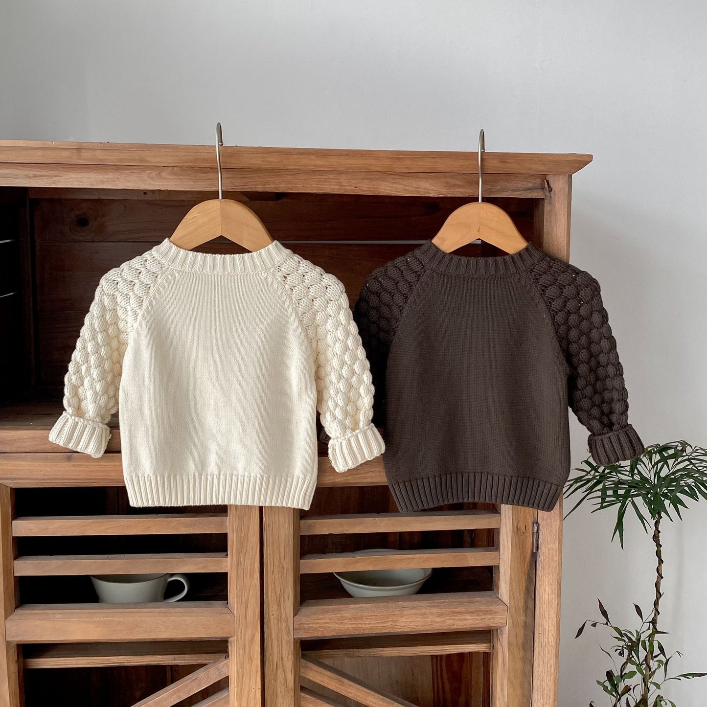 ポコポコスリーブニットカーディガン(2color)