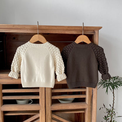 ポコポコスリーブニットカーディガン(2color)