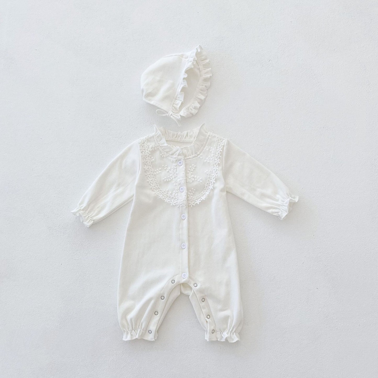フロントレースホワイトロンパースセット