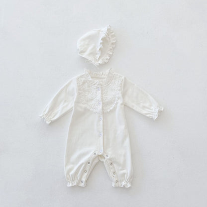 フロントレースホワイトロンパースセット