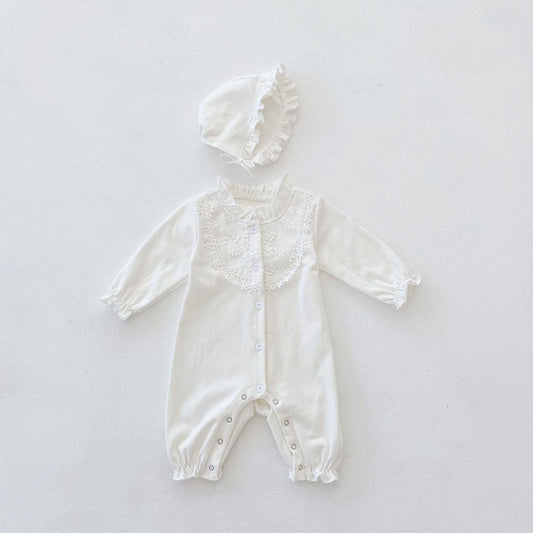 フロントレースホワイトロンパースセット