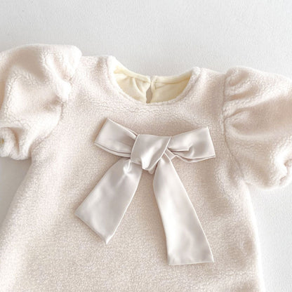 🅽🅴🆆 ビックリボンもこもこワンピース(2color)