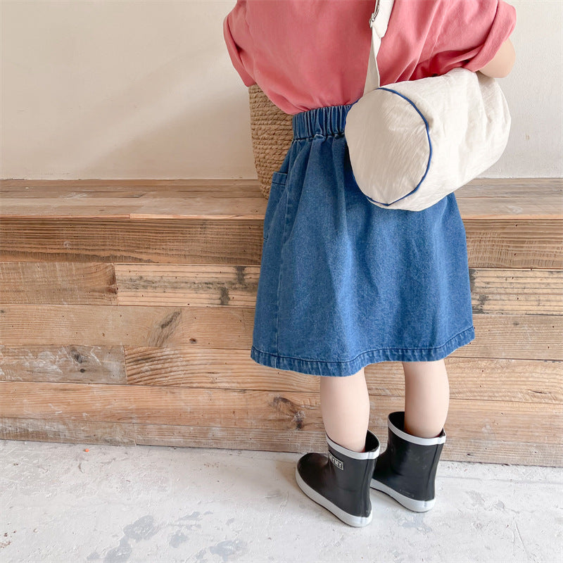 シンプルデニムポケットスカート