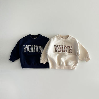 [2color / 80-130] チェックYOUTHスウェットトップス