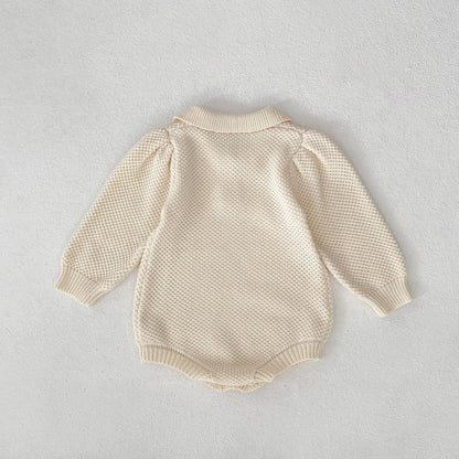 シンプル衿ニットロンパース(2color)