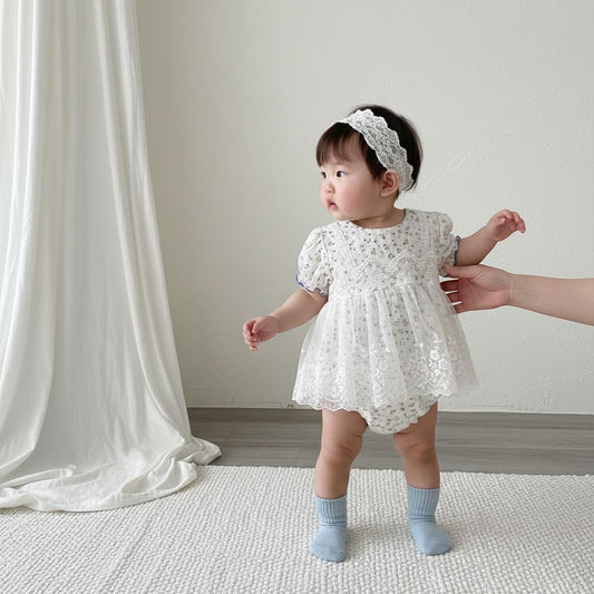 🅽🅴🆆 [66-90] 小花柄ベビーレースロンパース
