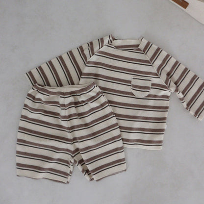 リラックスワッフルボーダーセットアップ(2color)