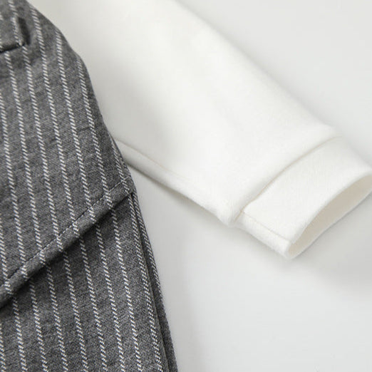 🅽🅴🆆 ストライプグレーフォーマルロンパース