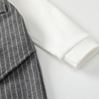 🅽🅴🆆 ストライプグレーフォーマルロンパース