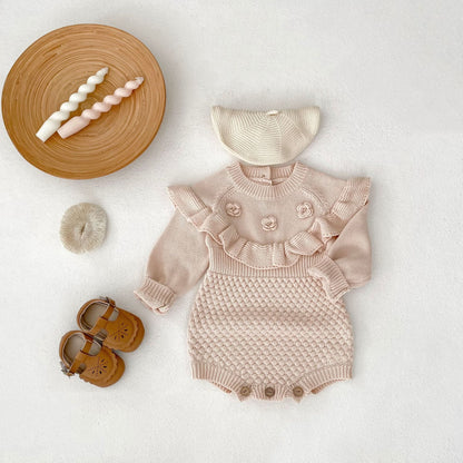 ベビークロッシェフラワーロンパース