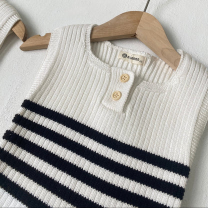 [2color / 66-90] ベビーベストニットロンパース
