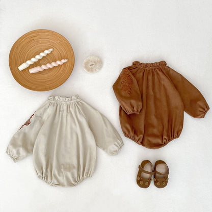 カントリースリーブ刺繍ロンパース(2color)