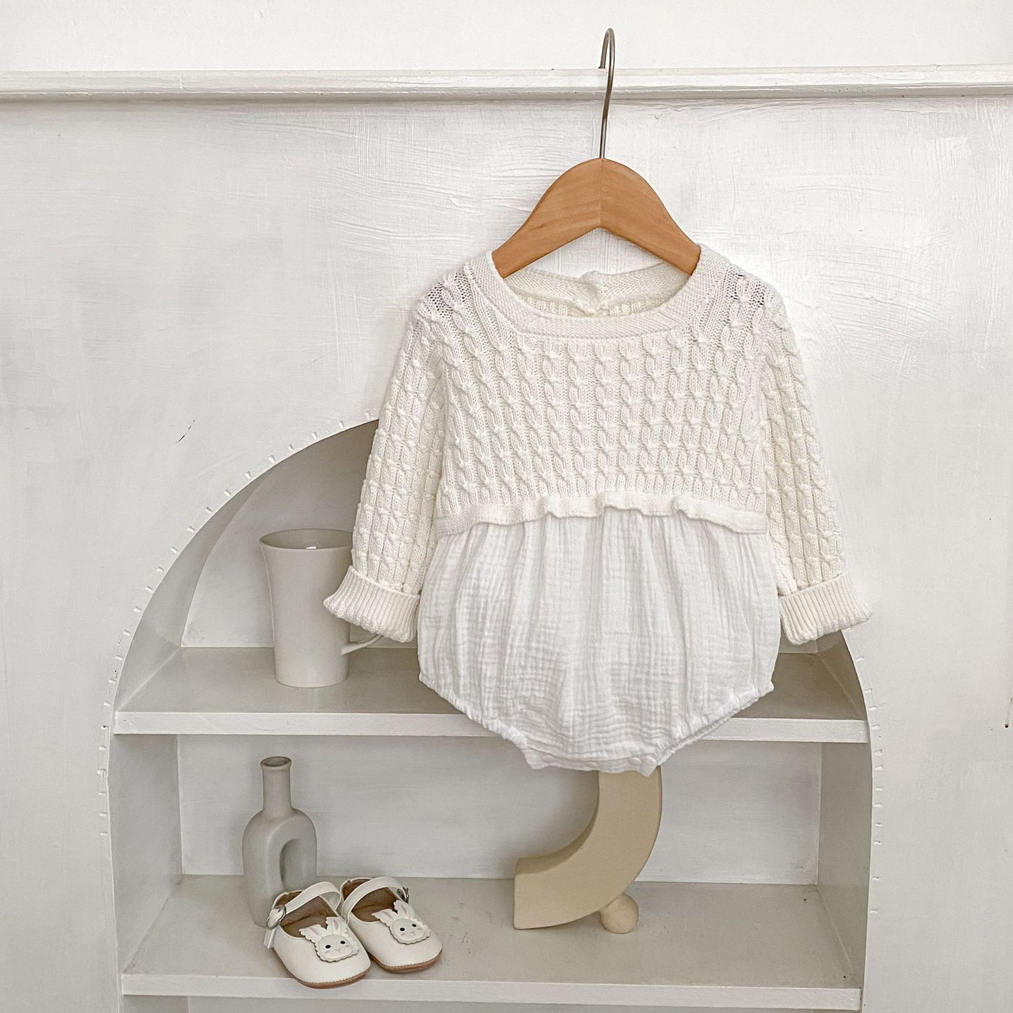 デザインニット切り替えロンパース