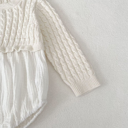 デザインニット切り替えロンパース