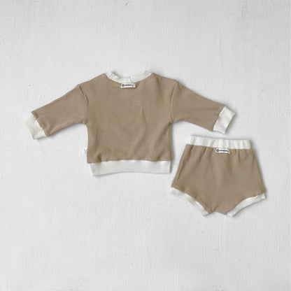 [2color / 66-90] ベビーワッフルツーピースセット