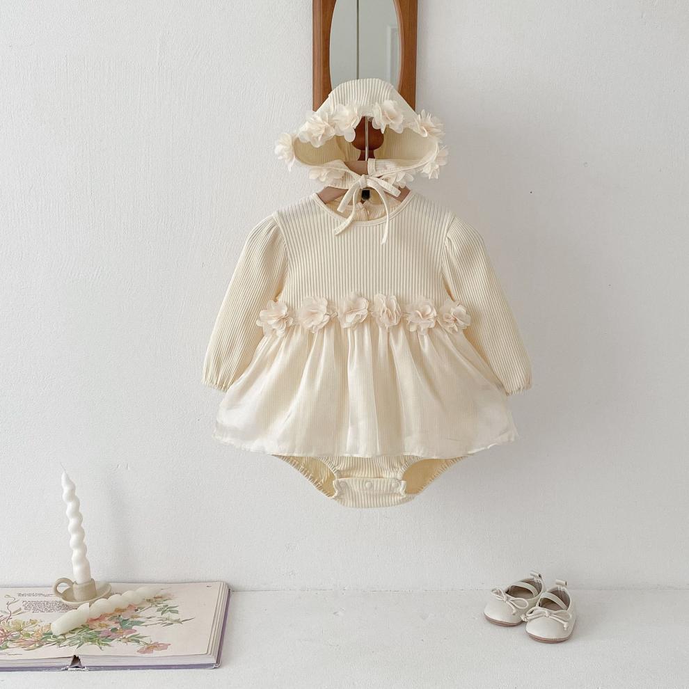 🅽🅴🆆 お花切り替えフリルロンパースセット