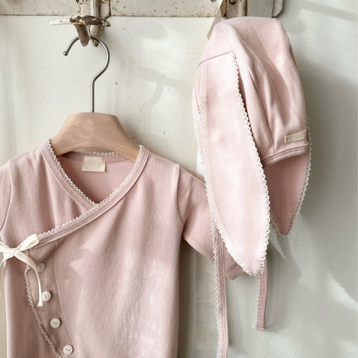 フロントボタンベビーロンパース(5color)