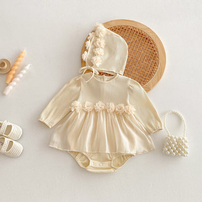 🅽🅴🆆 お花切り替えフリルロンパースセット