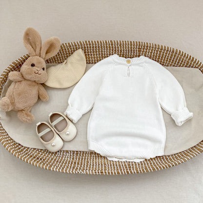 デイジー刺繍ニットロンパース