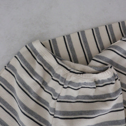 リラックスワッフルボーダーセットアップ(2color)