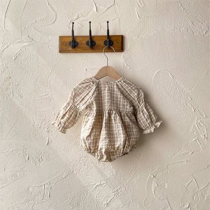 カントリーチェックブラウスロンパース(2color)