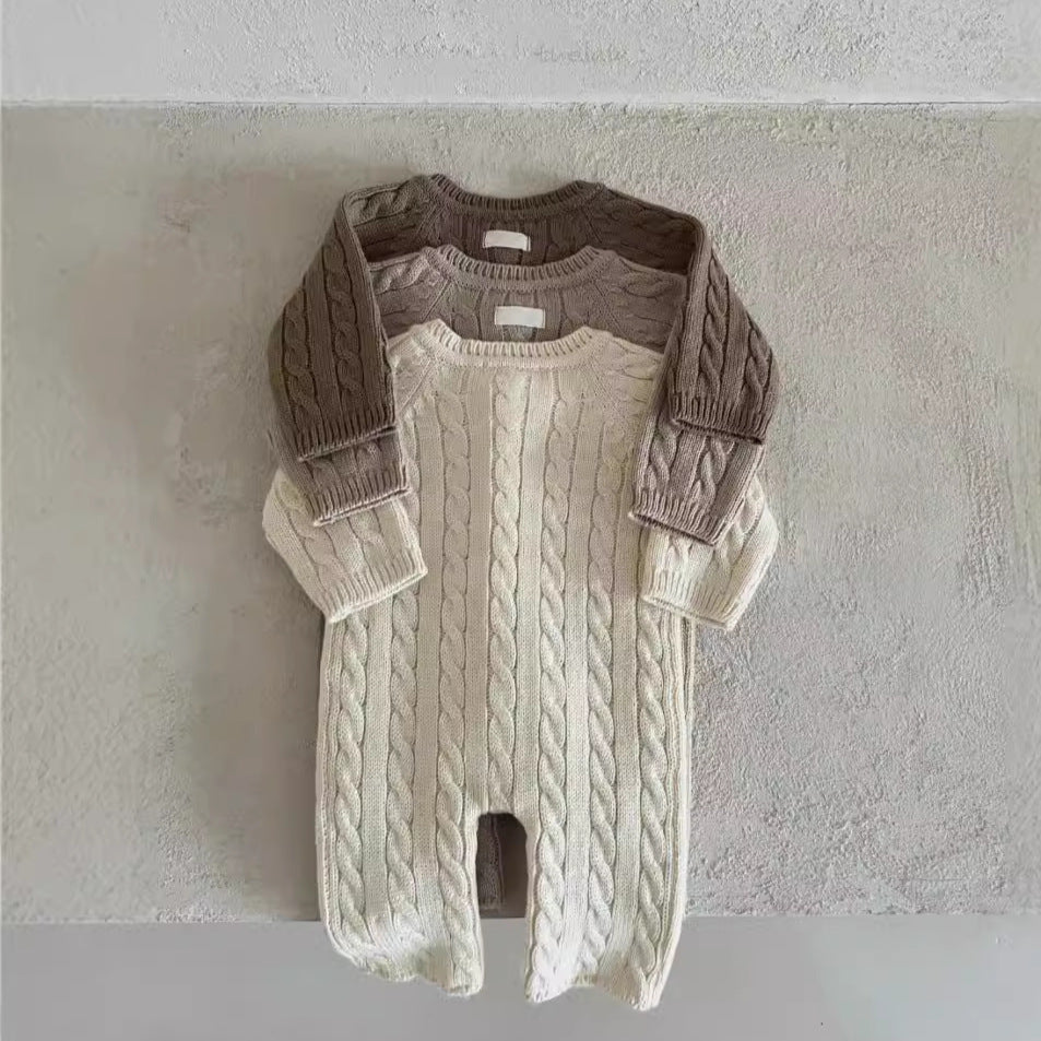 縄編みショコラニットロンパース(3color)