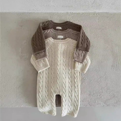 縄編みショコラニットロンパース(3color)