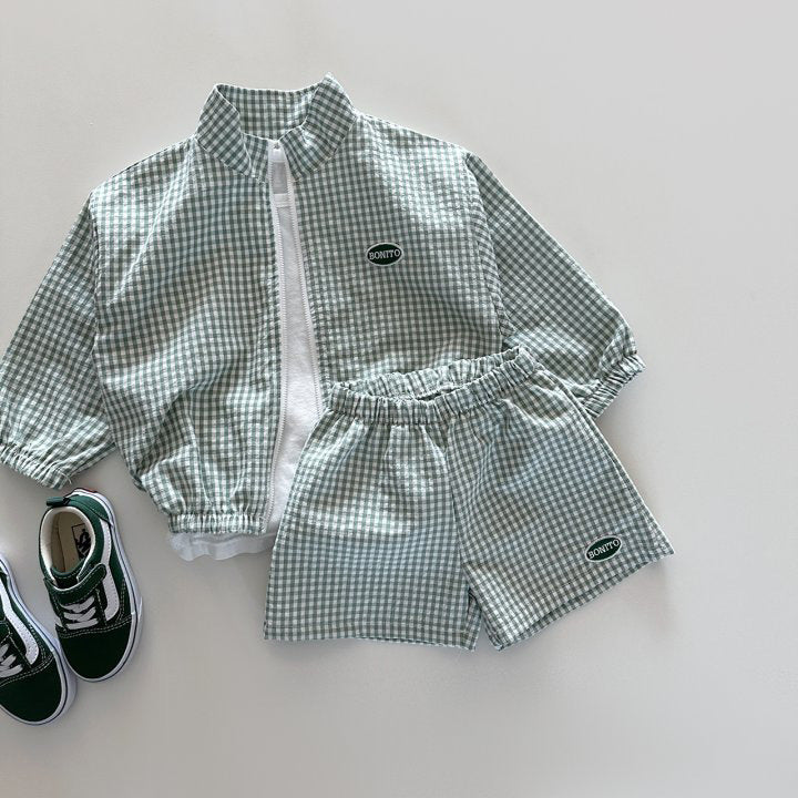 ギンガムチェックジップセットアップ(3color)