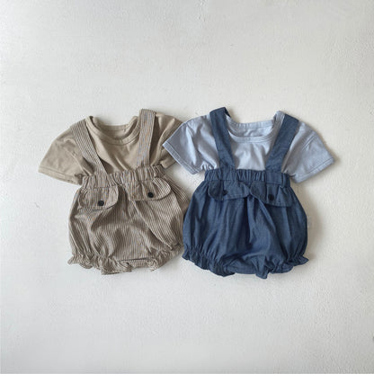 🅽🅴🆆 [2color / 66-90] ベビー裾フリルサスペンダーパンツ