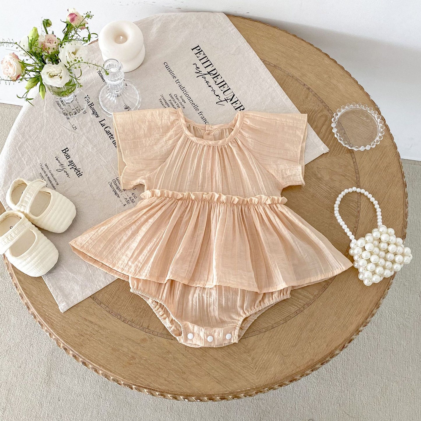 ラウンドネックプリンセスロンパース(2color)