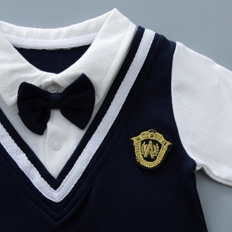 🅽🅴🆆 ネイビーベビーフォーマルロンパース