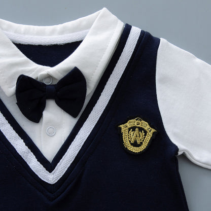 🅽🅴🆆 ネイビーベビーフォーマルロンパース