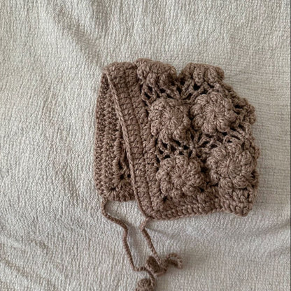 かぎ編みフラワーボンネット(3color)