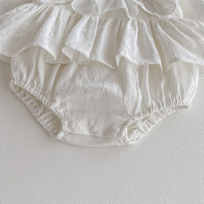 🅽🅴🆆 フラワーレースコットンロンパース