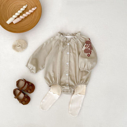 カントリースリーブ刺繍ロンパース(2color)