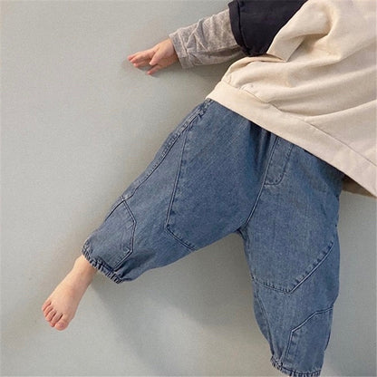 🅽🅴🆆 [2color / 80-130] パッチワークデニムパンツ
