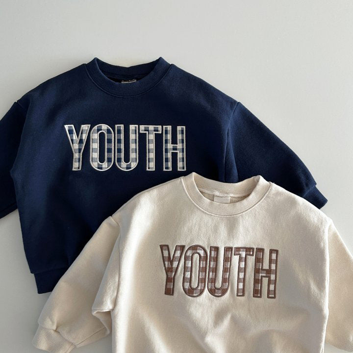 [2color / 80-130] チェックYOUTHスウェットトップス
