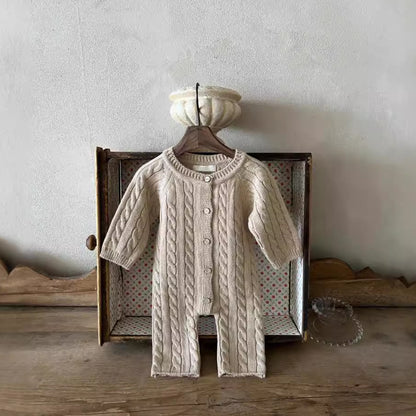 縄編みショコラニットロンパース(3color)