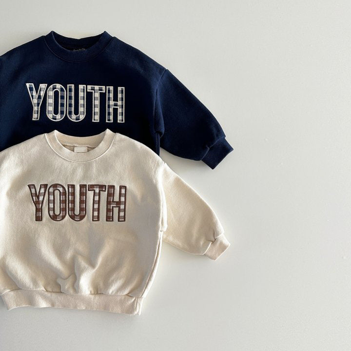 [2color / 80-130] チェックYOUTHスウェットトップス
