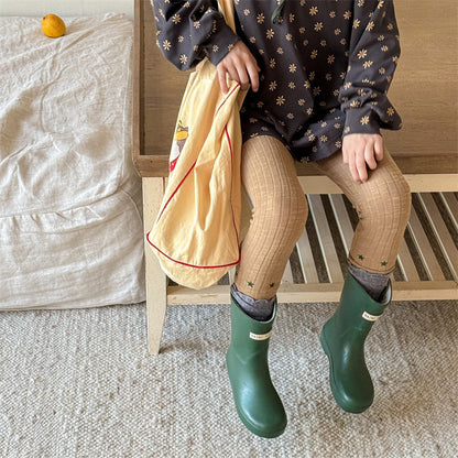 [3color / 80-130] プリントリブフィットレギンス