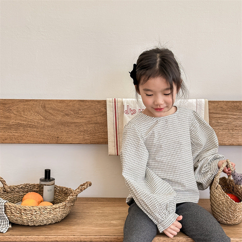 ゆったりぱふチェック柄トップス(2color)