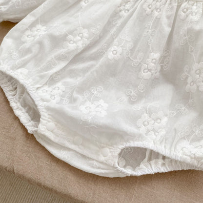 衿レースホワイト刺繍ロンパース