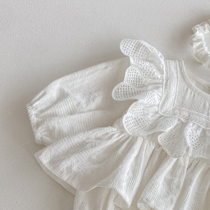 🅽🅴🆆 フラワーレースコットンロンパース