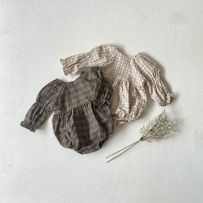 カントリーチェックブラウスロンパース(2color)