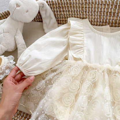 🅽🅴🆆 ローズチュール切替ドレスロンパース