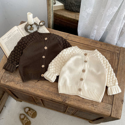 ポコポコスリーブニットカーディガン(2color)