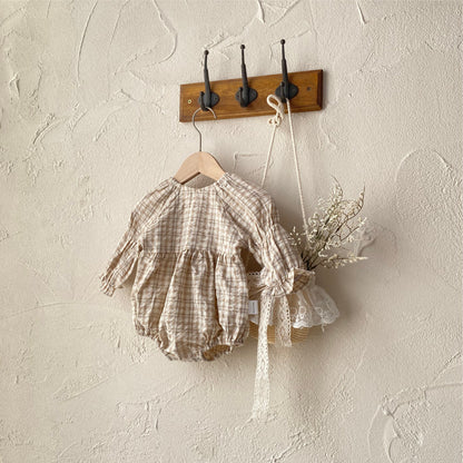 カントリーチェックブラウスロンパース(2color)