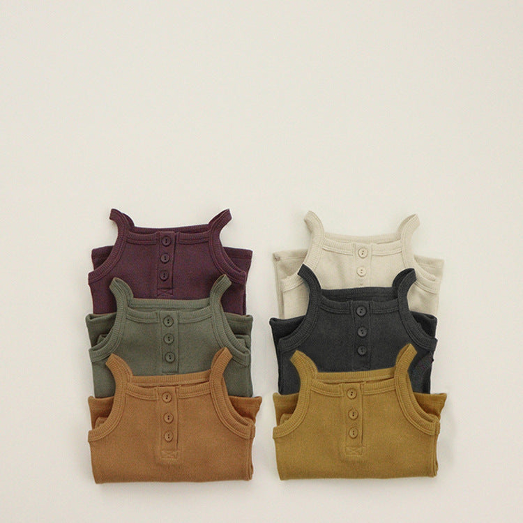 [5color / 66-90] コットンワッフルキャミロンパース