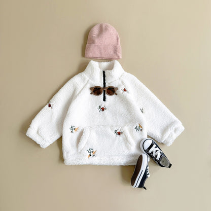 もこもこお花刺繍フリース